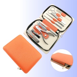 Orange high-end Seiko 10-piece stainless steel nail clippers manicure tools, ear picks, olecranon dead skin pliers, and glass files wholesale