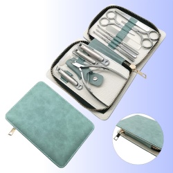 11 pieces high-end PU leather bag, stainless steel nail clipper set, manicure tool set wholesale