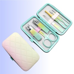 Yellow gradient green 7-piece nail clipper set, manicure pliers nail tool set