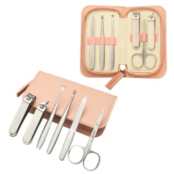 PU leather bag, stainless steel accessories 6-piece manicure tools set