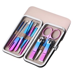 Fashionable blue and purple colorful manicure knife beauty tools 9 pieces set