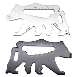 Portable Fine Blanking Tool Card EDC Supplies Grizzly Bear Keychain Gift Animal Shape Multifunctional Keychain Multipurpose (XH-5)
